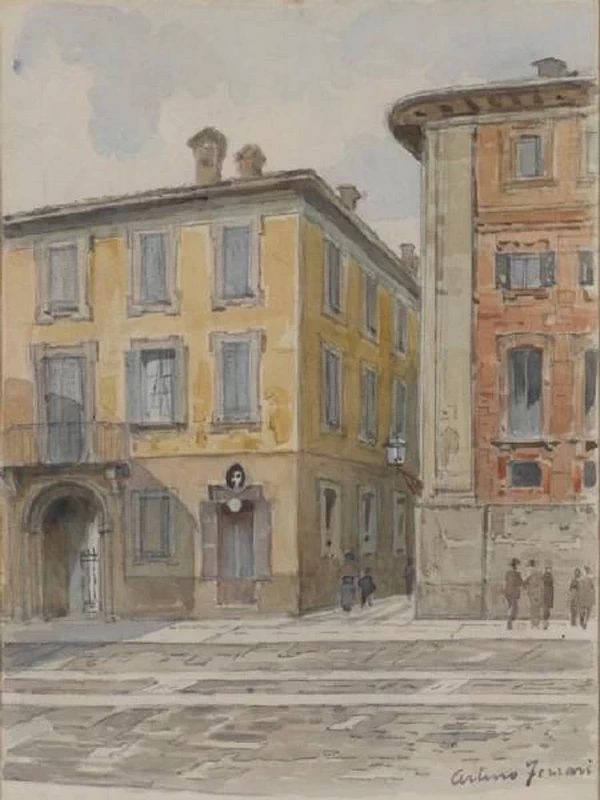 La piazza S. Giovanni in Conca angolo via Zebedia, 1890 - 1910, Civiche Raccolte Storiche. Museo di Milano